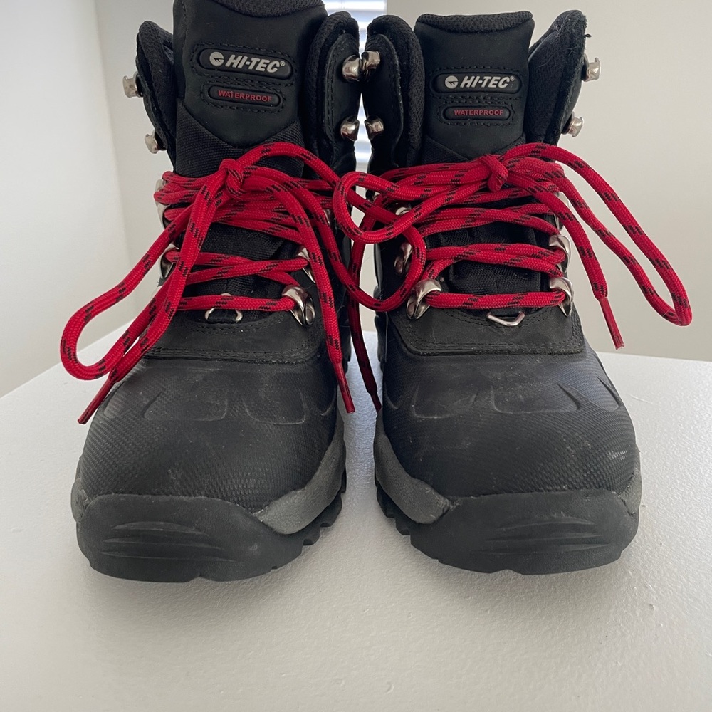Hi-Tec Kids Waterproof Black and Red Boots